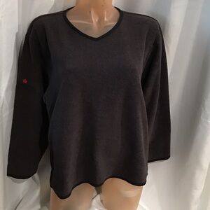 Dark Gray V-Neck  Fleece Sweater